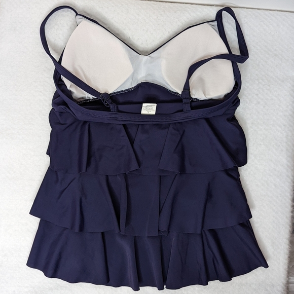 Modbod Tankini Women's Sz L Navy Blue Layered Padding Adjustable Straps Slimming - Picture 6 of 9